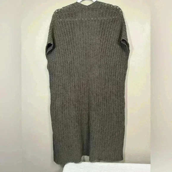 Free People gray brown Maxi Cardigan Sweater with oversized Pockets size medium - Picture 6 of 10